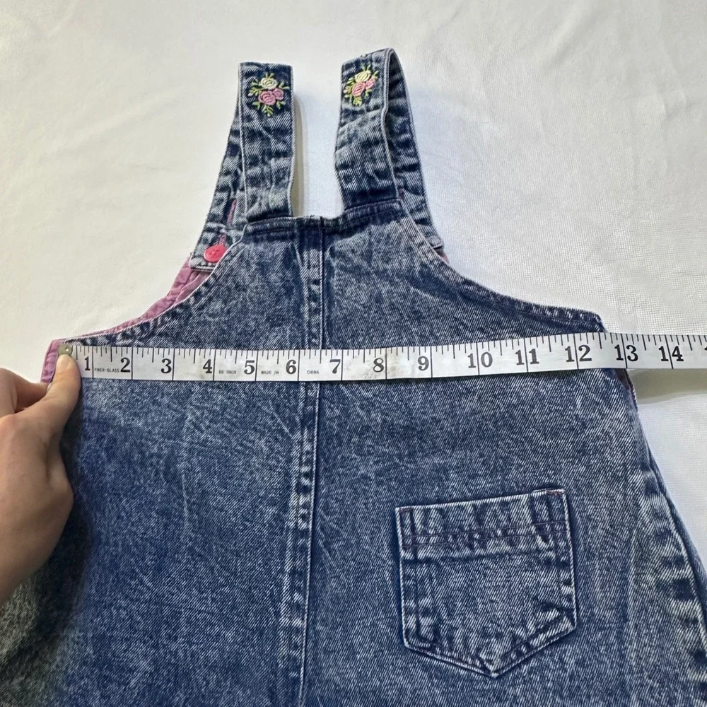 Vintage Rachels Kids Toddler Girls Bubble Jean Floral Overalls 3T Embroidered